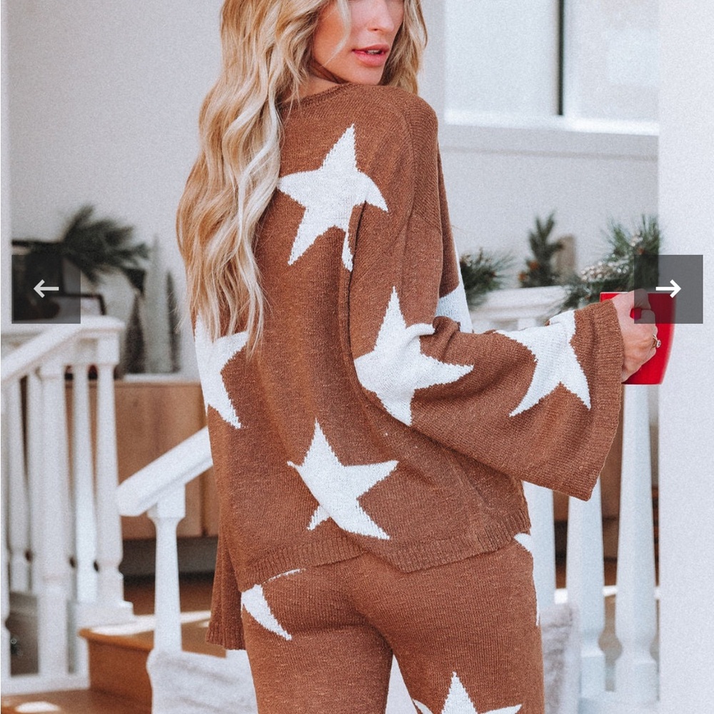 Brown Star Pattern Knit Set - Picture 2 of 6